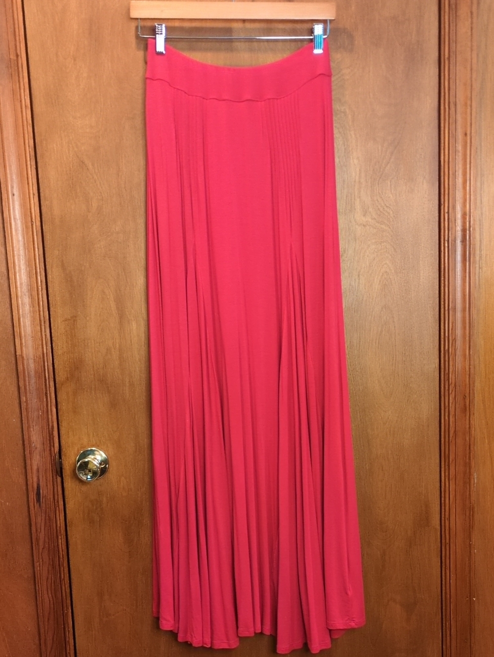 Maeve Knit Pintuck Maxi Skirt In Red Size Medium